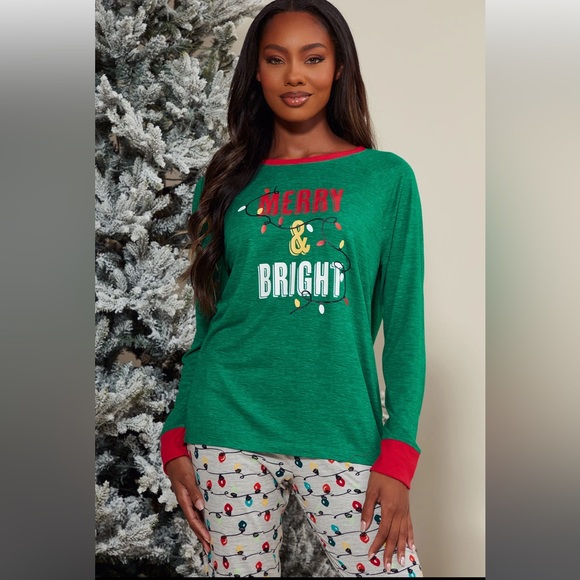 Light Up The Holidays PJ Set - Green/combo - Picture 7 of 8